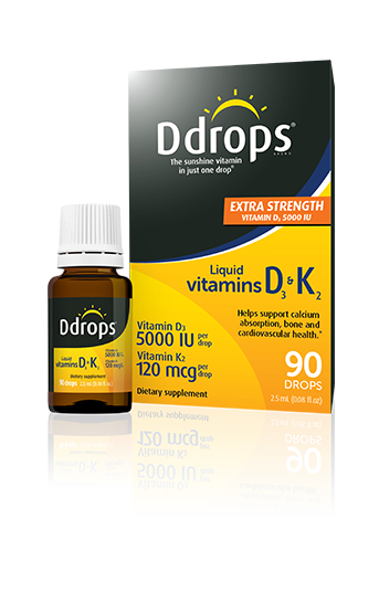 Ddrops<sup>®</sup> Liquid Vitamin D3 5000IU with K2